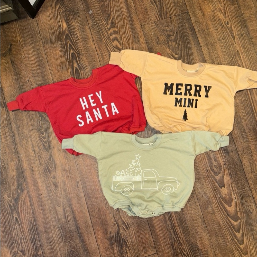 Set of 3 Christmas Baby Sweatshirt Bubble Onsies